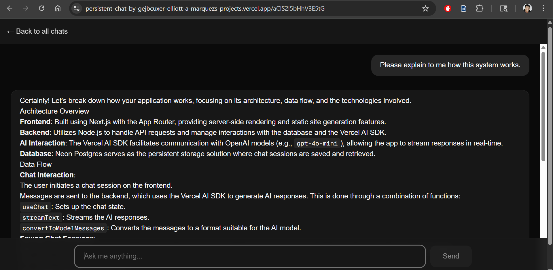 Chat Interface Overview